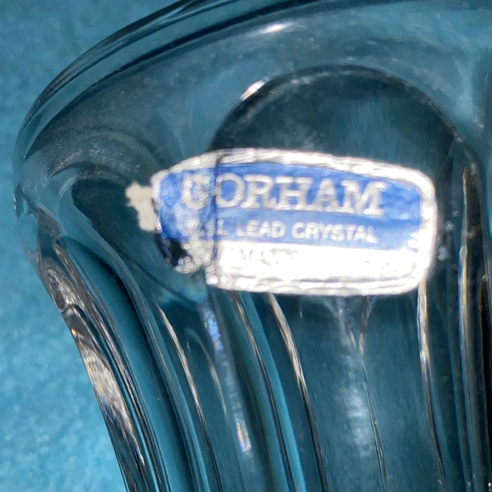 GORHAM all lead cut crystal trumpet clear starburst vase heavy thick vintage NEW